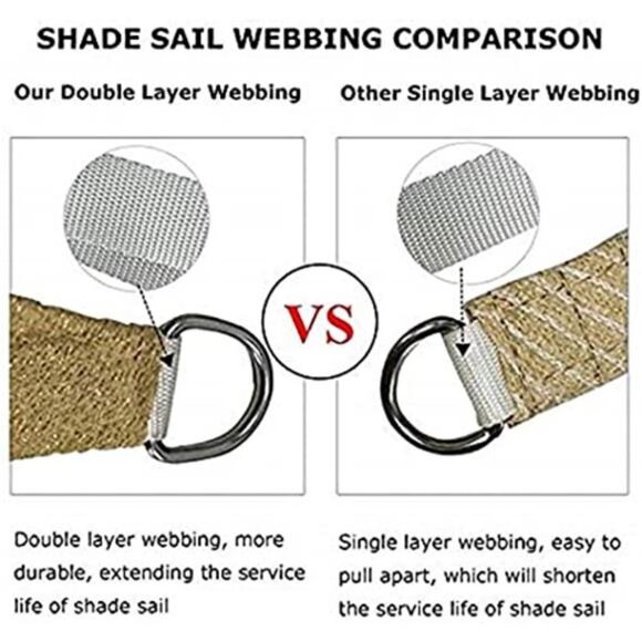 Sun Shade Sail Rectangle Canopy 8' x 12' Sail Shade Sand Sun Shades for Patios - Picture 2 of 6